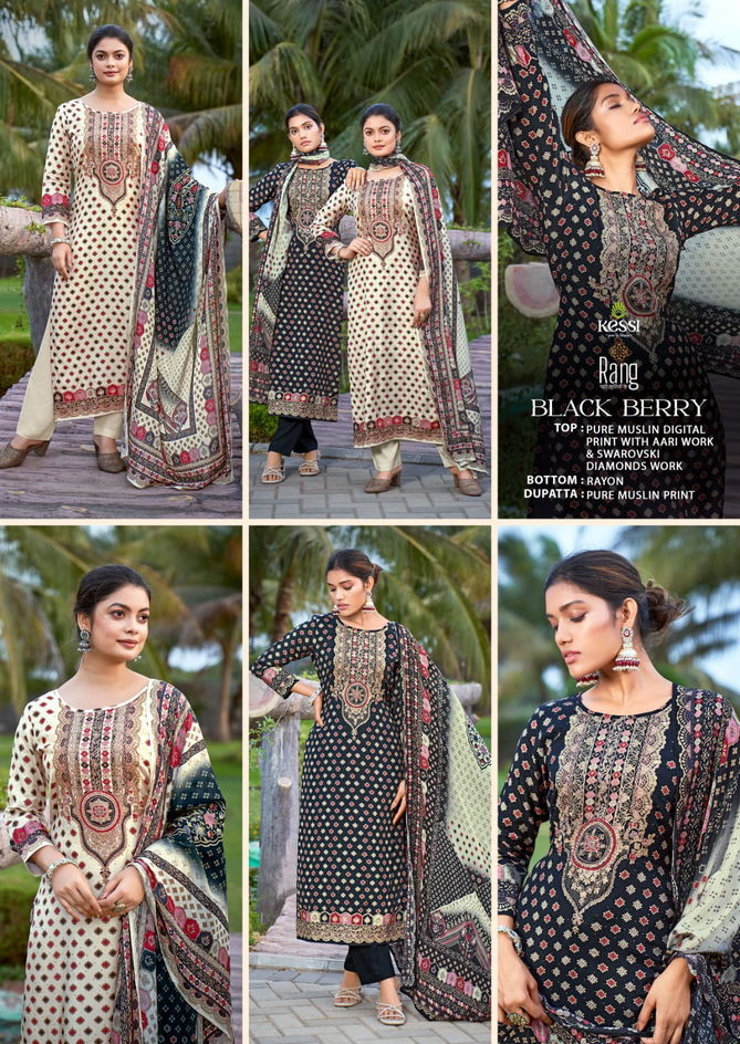 Black Berry By Rang Muslin Digital Printed Dress Material Wholesale Price In Surat